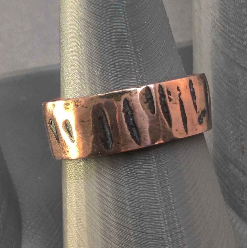Copper Ring Size 10.25 Band Minimal Texture Hammered Solid Handcrafted Made USA